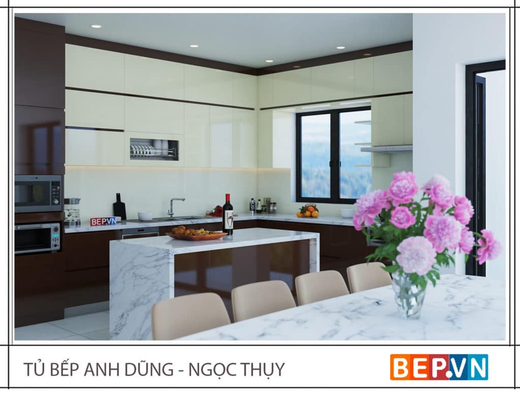 tu bep chu l ket hop ban dao bep tang khong gian luu tru