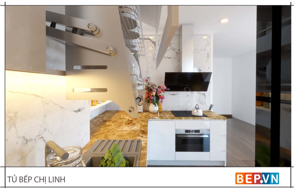 thiết kế tủ bếp đẹp hiện đại gia đình chị Linh 2