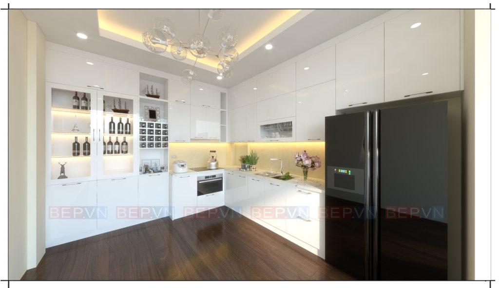 thiết kế tủ bếp đẹp kiểu chữ L