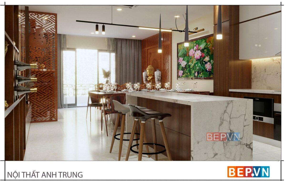 Tủ bếp đẹp inox cao cấp, sang trọng - Gia đình Anh Trung (Thị trấn Đông Anh) - Hình ảnh 5