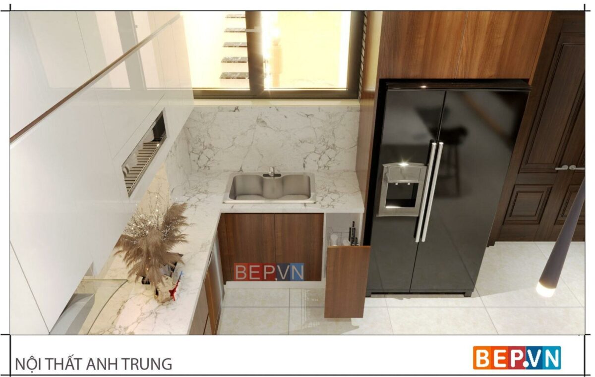 Tủ bếp đẹp inox cao cấp, sang trọng - Gia đình Anh Trung (Thị trấn Đông Anh) - Hình ảnh 3