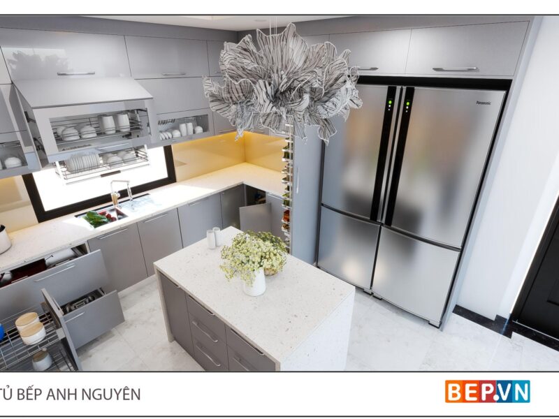 Thiết kế tủ bếp chữ U gia đình anh Nguyên