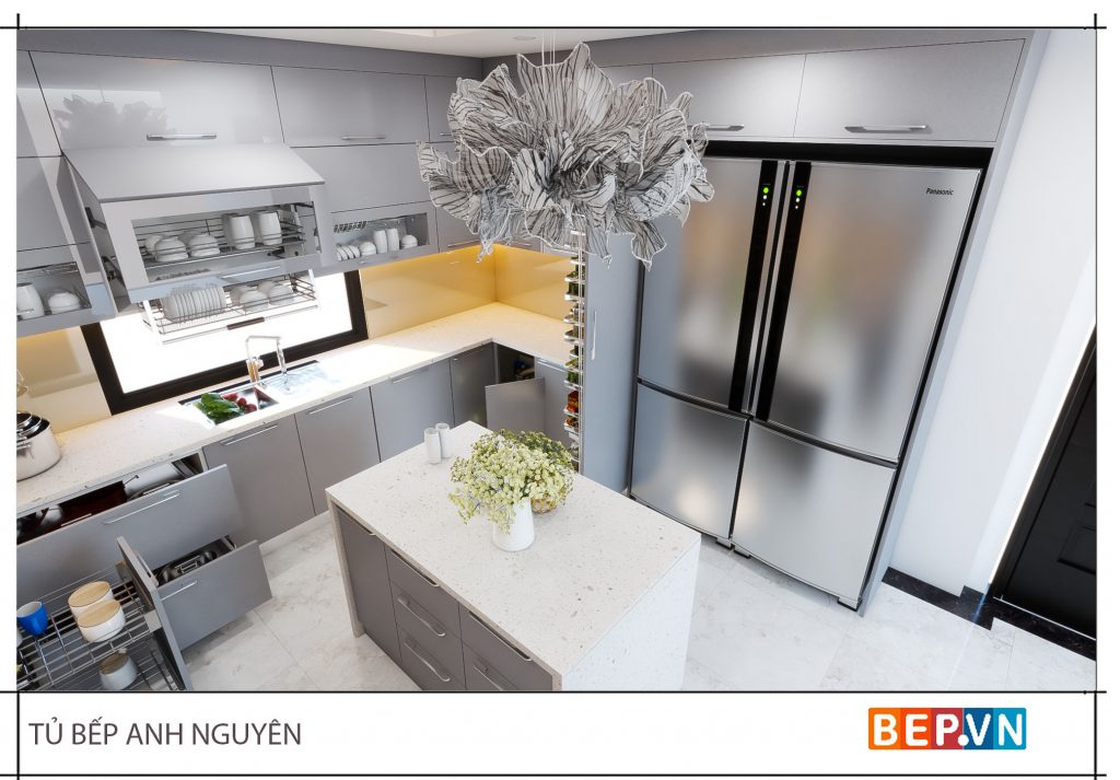 Thiết kế tủ bếp chữ U hiện đại gia đình anh Nguyên Thiết kế tủ bếp chữ U hiện đại gia đình anh Nguyên