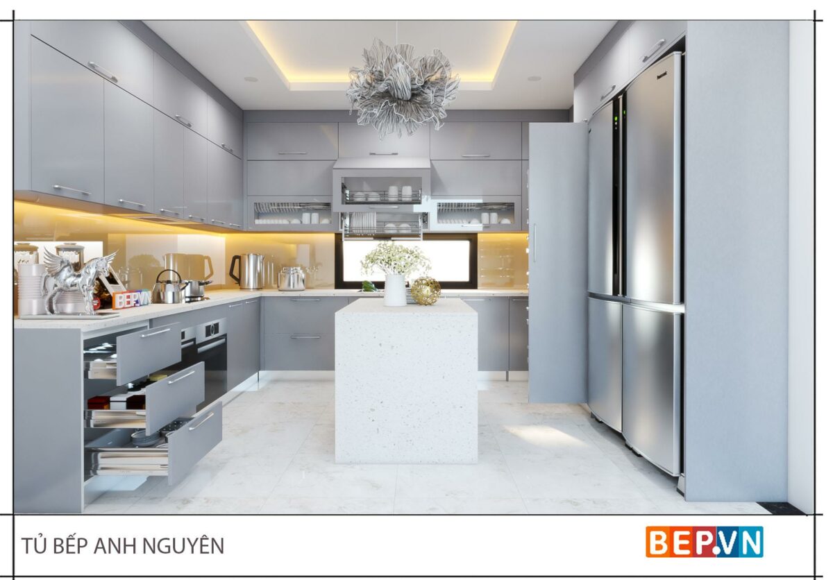 Thiết kế tủ bếp chữ U gia đình anh Nguyên - Hình ảnh 4