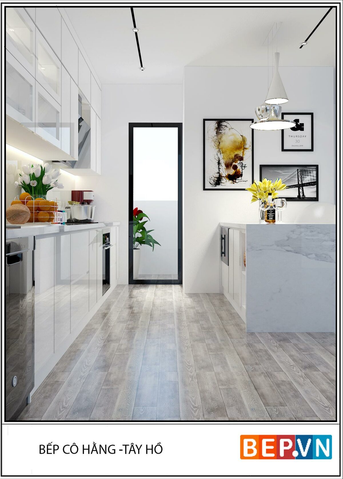 Tủ bếp đảo Acrylic gia đình anh Hòa - Hình ảnh 4
