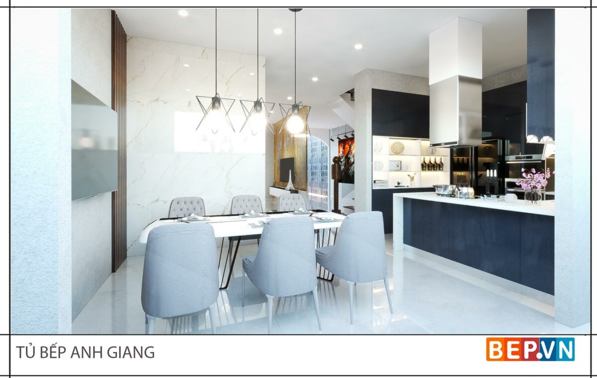 Thiết kế tủ bếp chữ U hiện đại gia đình anh Giang - Hải Phòng - Hình ảnh 2