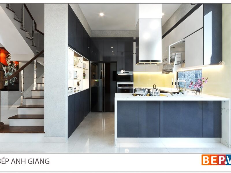 Thiết kế tủ bếp chữ U hiện đại gia đình anh Giang - Hải Phòng