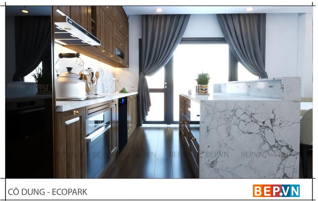 thiết kế đảo bếp hiện đại cho tủ bếp nhà biệt thự