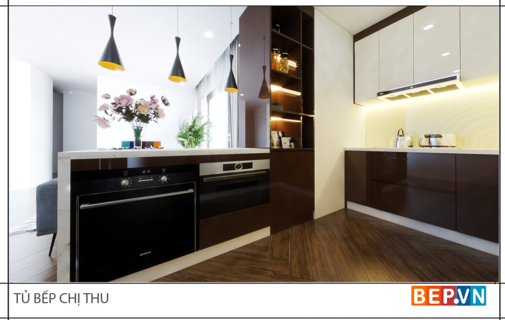 thiết kế tủ bếp hiện đại, tiện nghi gia đình chị Thu 5