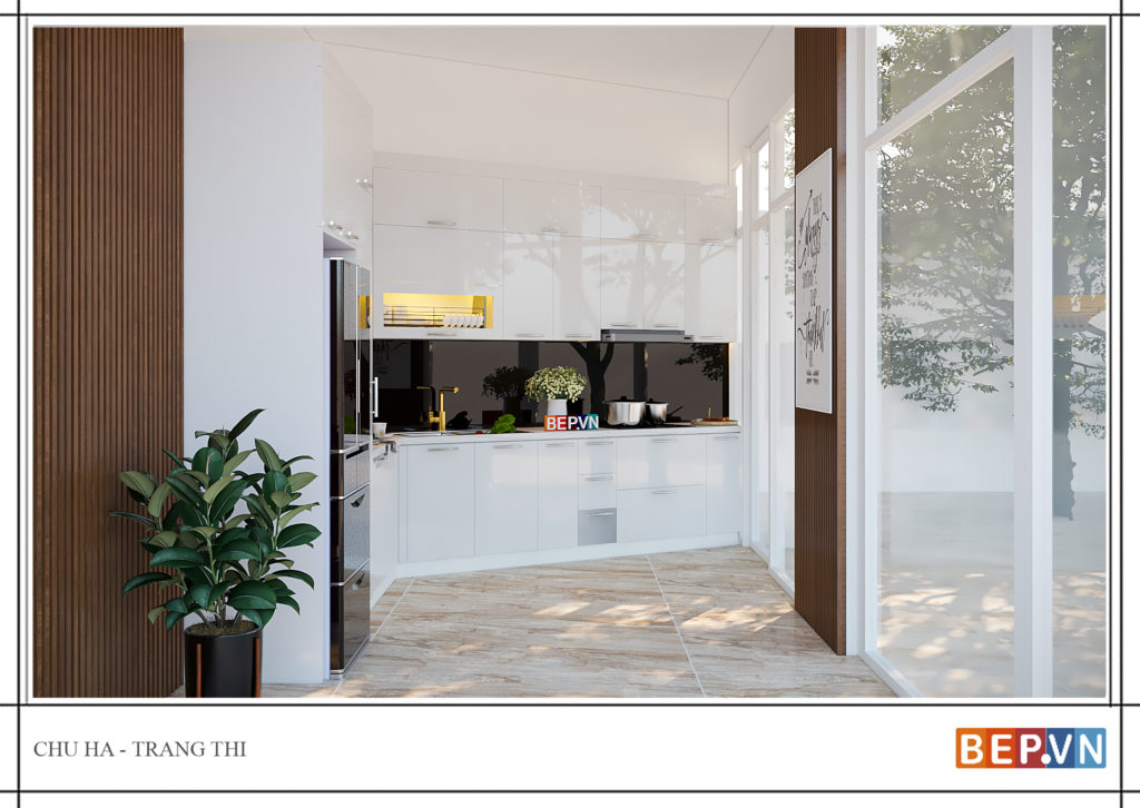 thiết kế tủ bếp hiện đại gia đình chú Hà 1