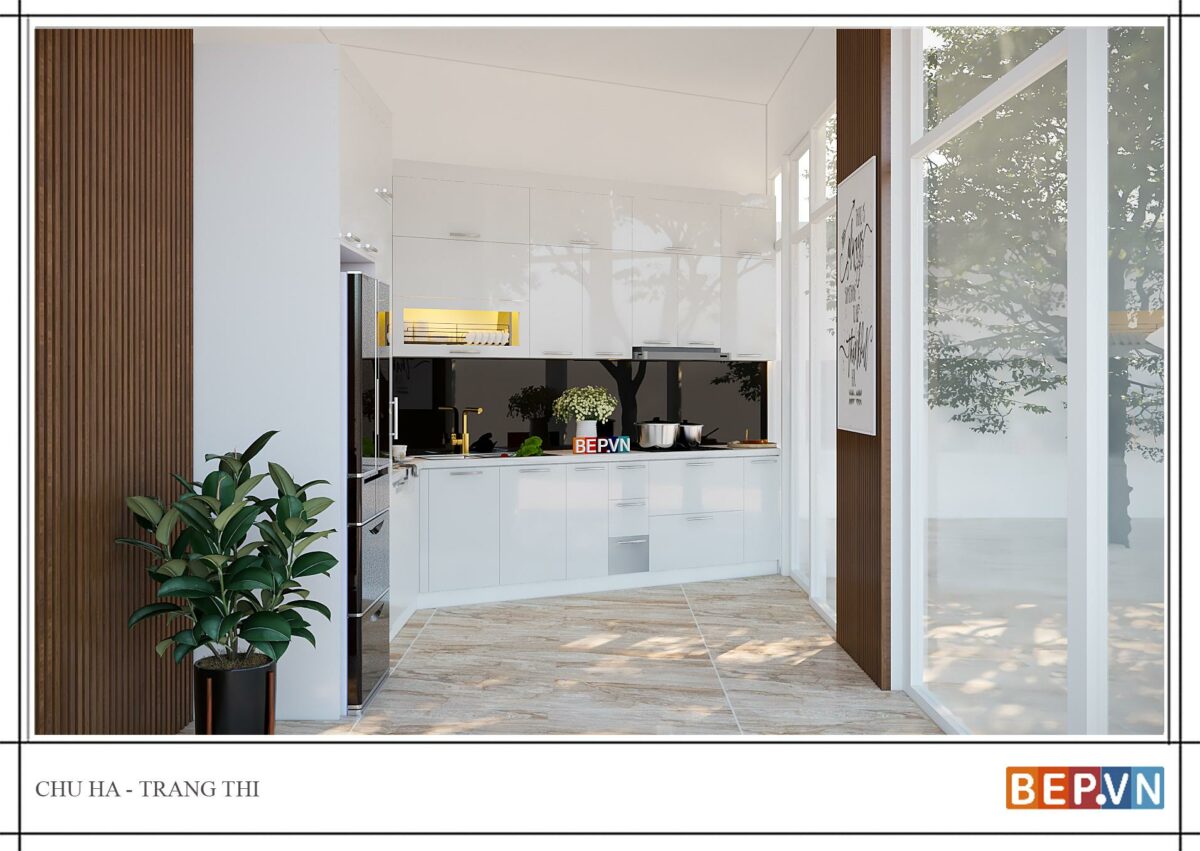 Thiết kế tủ bếp hiện đại gia đình chú Hà - Tràng Thi - Hình ảnh 2