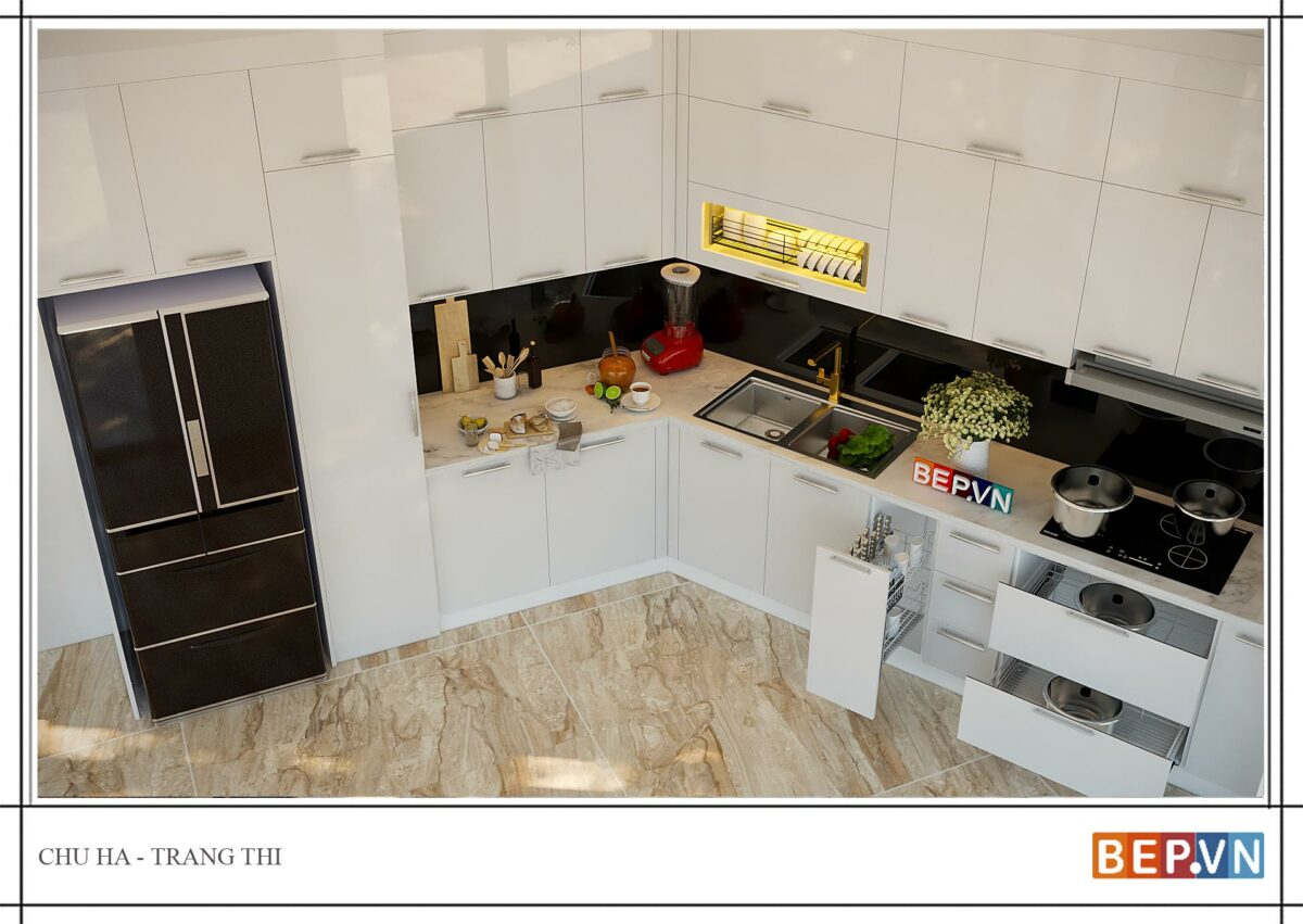 Thiết kế tủ bếp hiện đại gia đình chú Hà - Tràng Thi