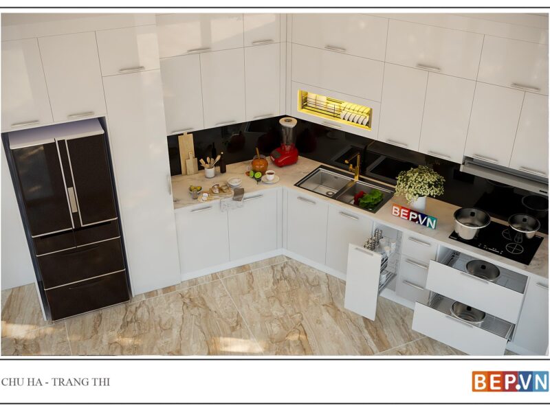 Thiết kế tủ bếp hiện đại gia đình chú Hà - Tràng Thi