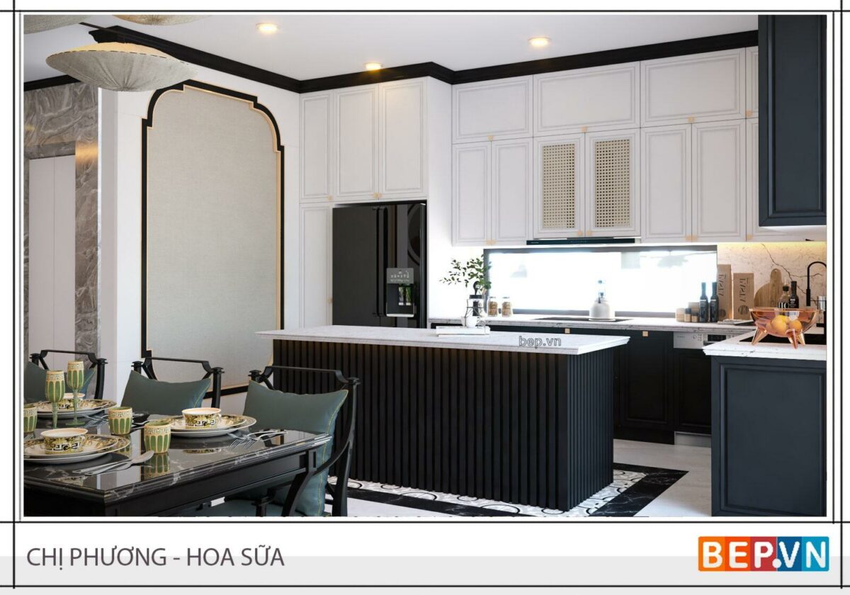 Mẫu tủ bếp đẹp sang trọng phong cách Indochine - Chị Phương (BT Hoa Sữa) - Hình ảnh 2