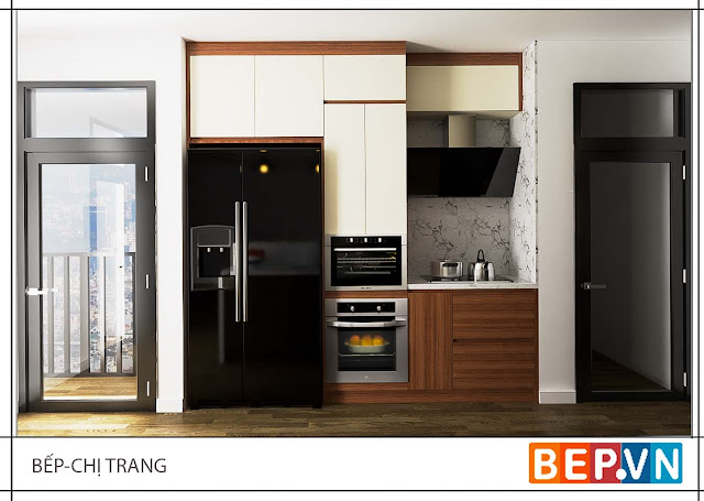 Tủ bếp gỗ Laminate nhà chị Trang