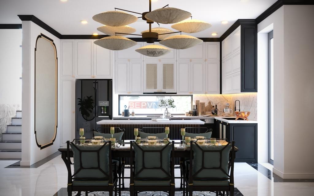 Thiết kế tủ bếp phong cách Indochine đẹp cuốn hút