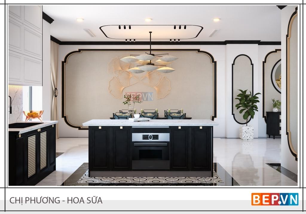 Thiết kế tủ bếp phong cách Indochine đẹp cuốn hút