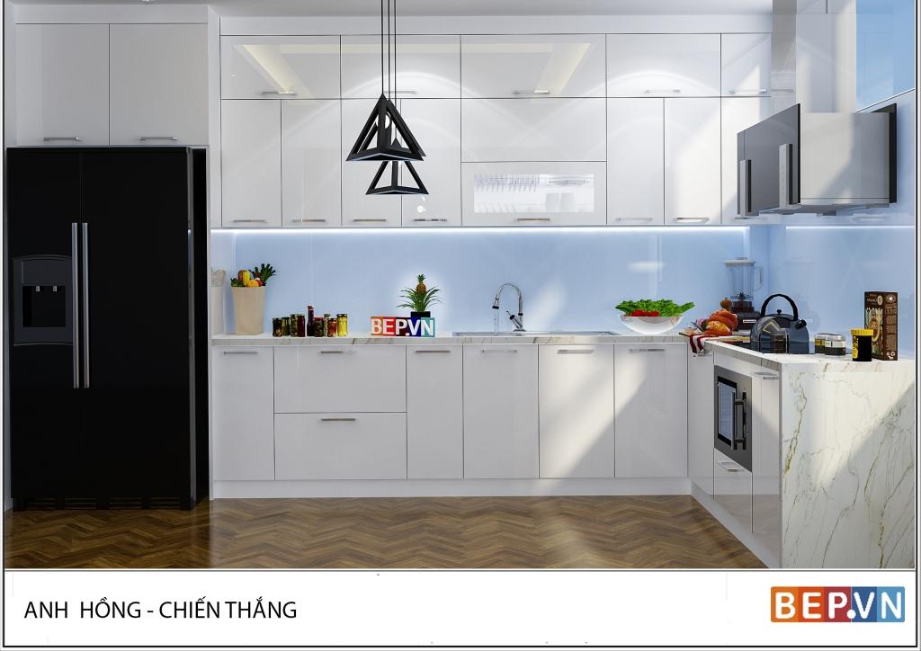 Thiết kế tủ bếp đẹp phong cách đơn giản
