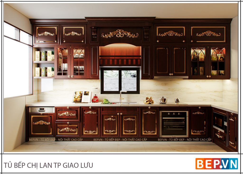 Mẫu thiết kế tủ bếp tân cổ điển sang trọng