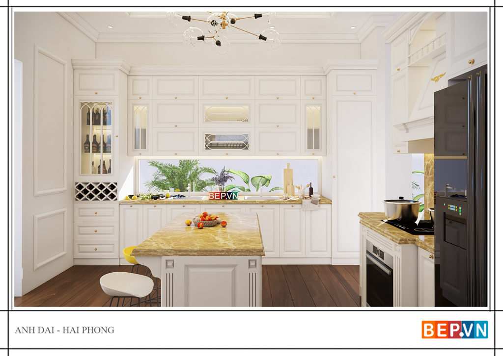 Mẫu thiết kế tủ bếp tân cổ điển đẹp