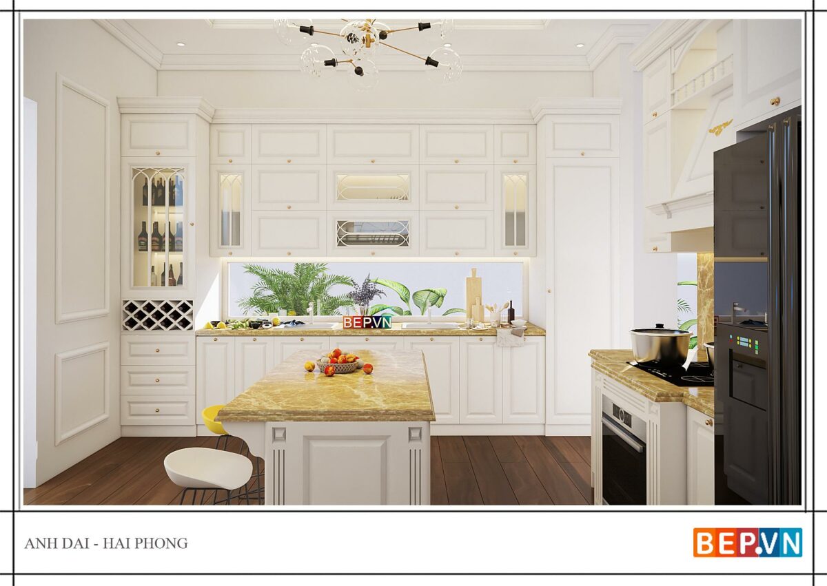 Tủ bếp tân cổ điển sang trọng gia đình anh Đại - Hải Phòng