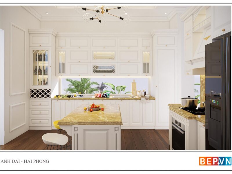 Tủ bếp tân cổ điển sang trọng gia đình anh Đại - Hải Phòng