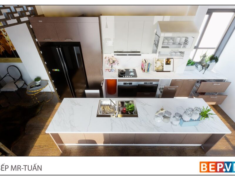 Thiết kế tủ bếp thẳng sang trọng gia đình anh Tuấn - Tuyên Quang