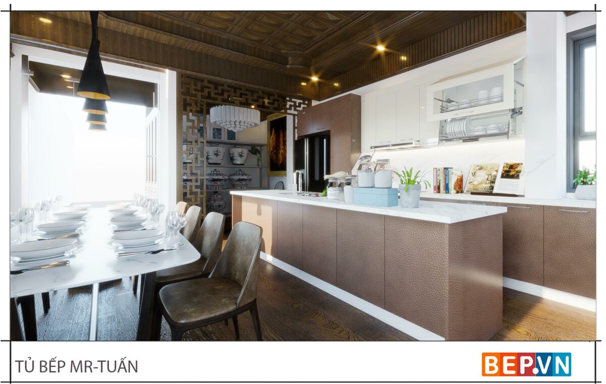 Thiết kế tủ bếp thẳng sang trọng gia đình anh Tuấn - Tuyên Quang - Hình ảnh 3