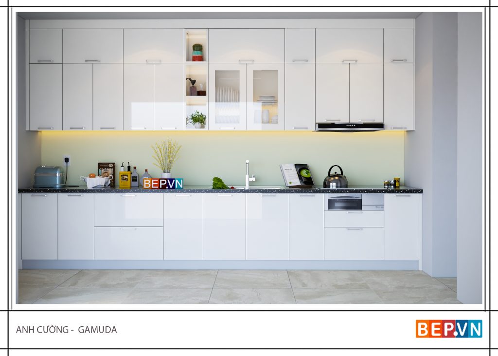 Thiết kế tủ bếp thẳng gia đình anh Cường