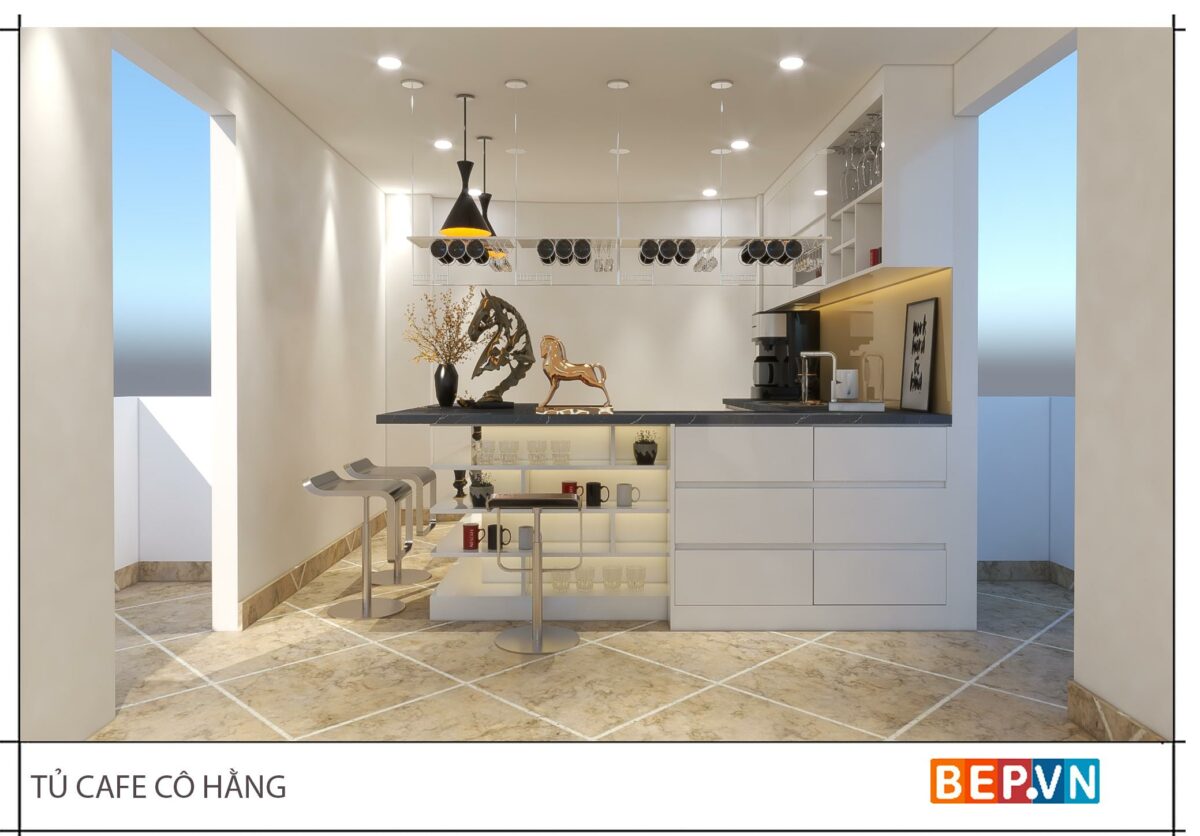 Thiết kế tủ cà phê gia đình cô Hằng