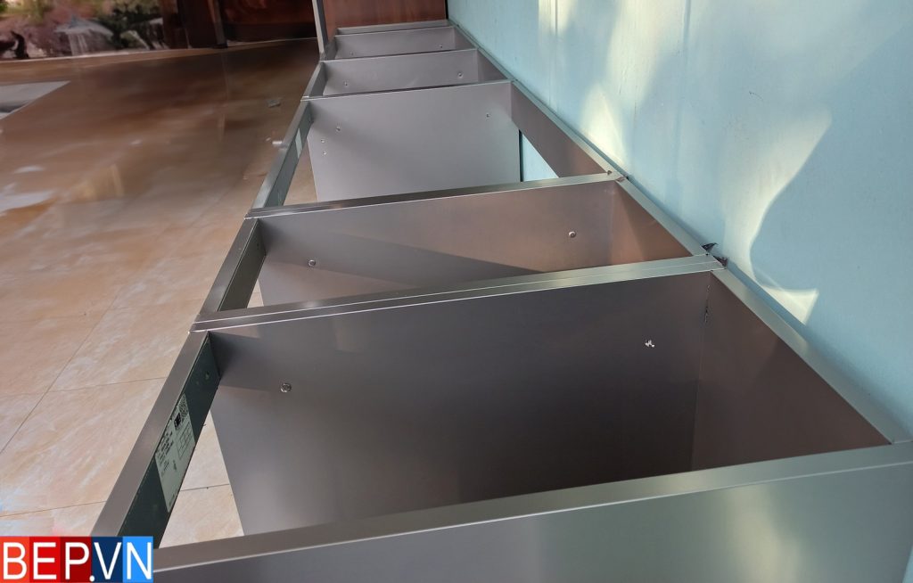 Thùng tủ modul inox 304 3 lớp lắp đặt hoàn thiện bởi Bep.vn
