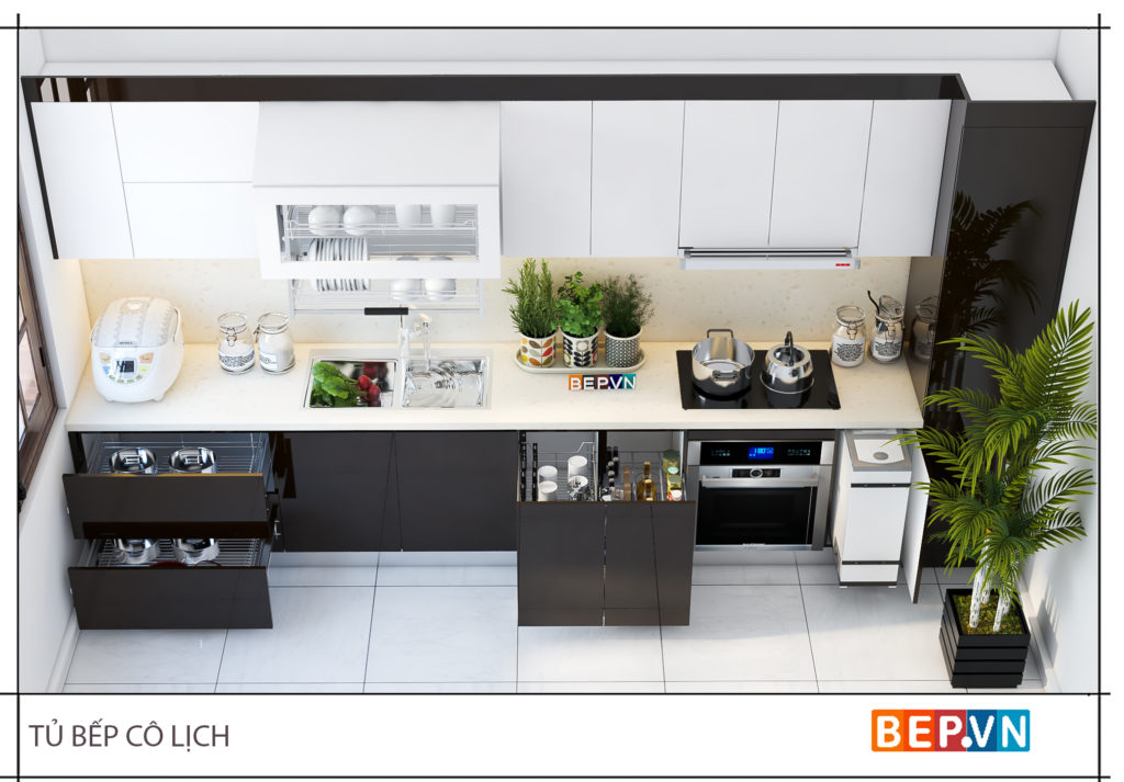 Thiết kế phòng bếp chữ i phù hợp cho phòng bếp có diện tích nhỏ