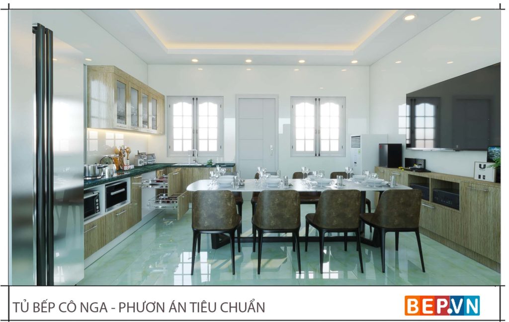 Thiết kế tủ bếp gỗ công nghiệp sử dụng chất liệu Laminate