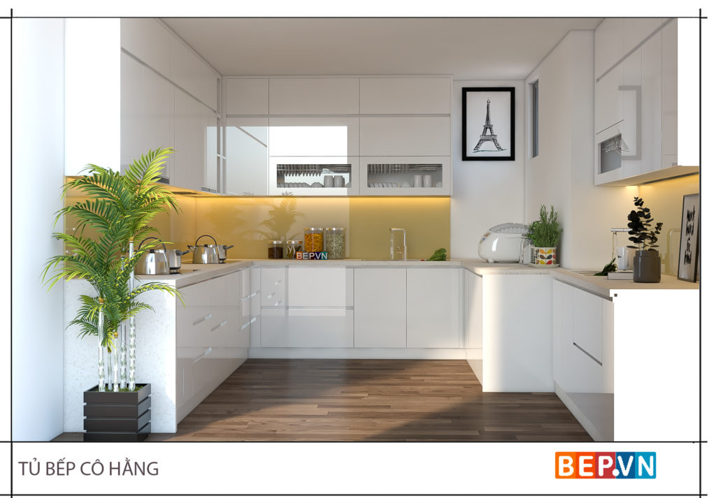 Lựa chọn gam màu sáng cho phòng bếp trở nên tinh tế và sạch sẽ