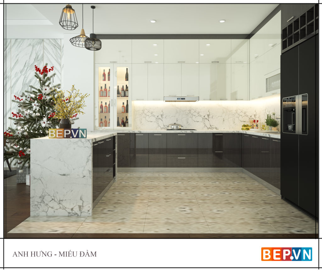 thiết kế tủ bếp chữ L hiện đại, phù hợp cho mọi không gian