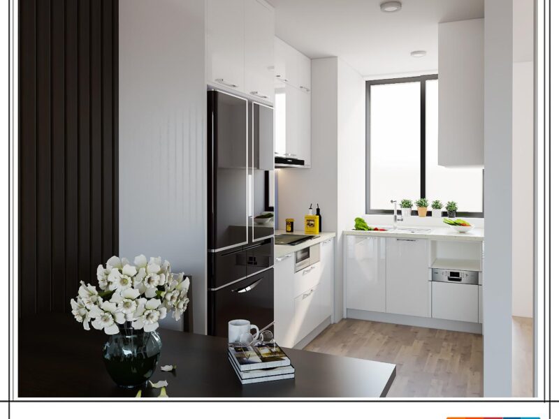 Tủ bếp Acrylic chữ L gia đình chị Ngọc Anh