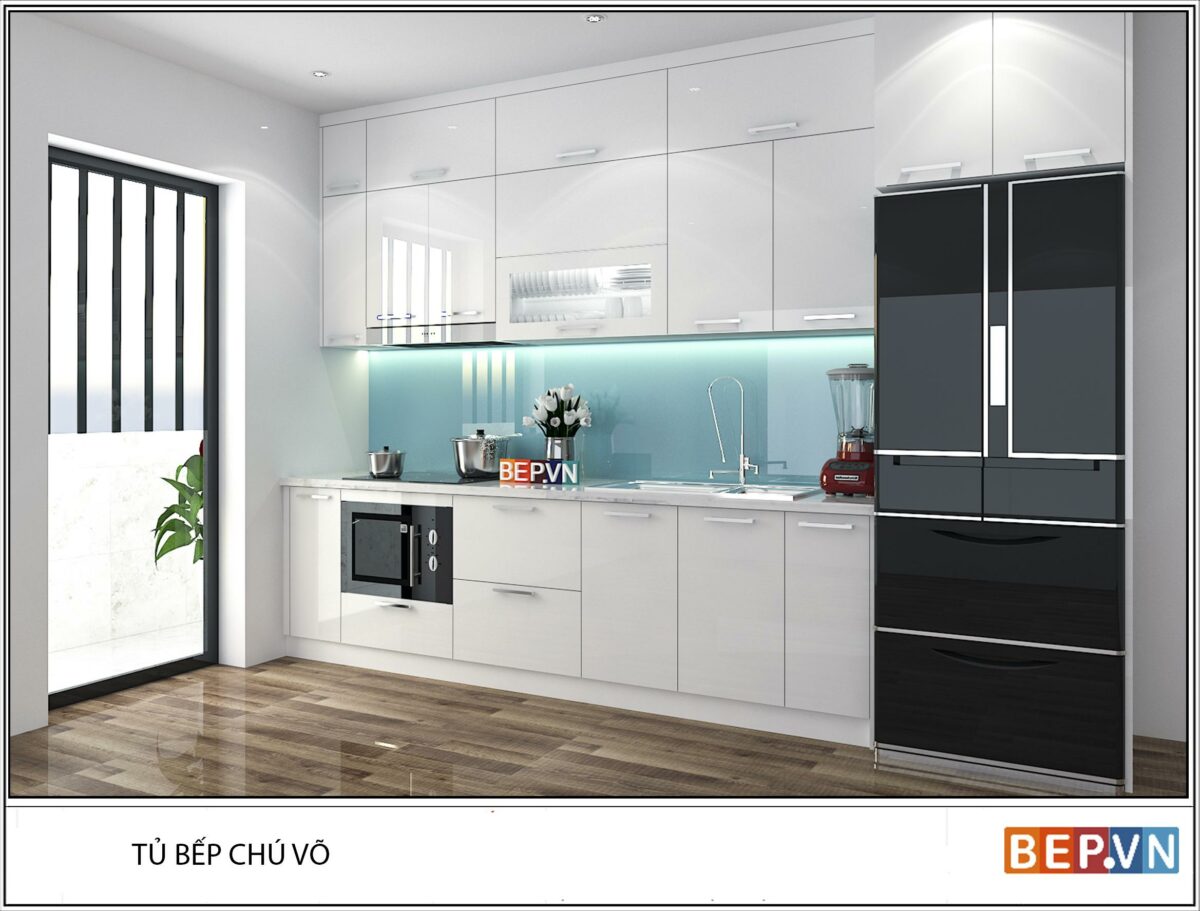 Tủ bếp Acrylic chữ I gia đình chú Võ