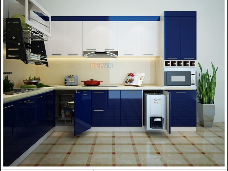Tủ bếp Acrylic chữ L gia đình chị Nguyệt