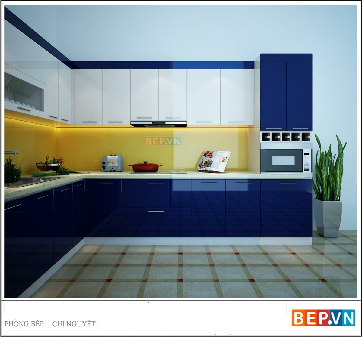 Tủ bếp Acrylic chữ L gia đình chị Nguyệt - Hình ảnh 4