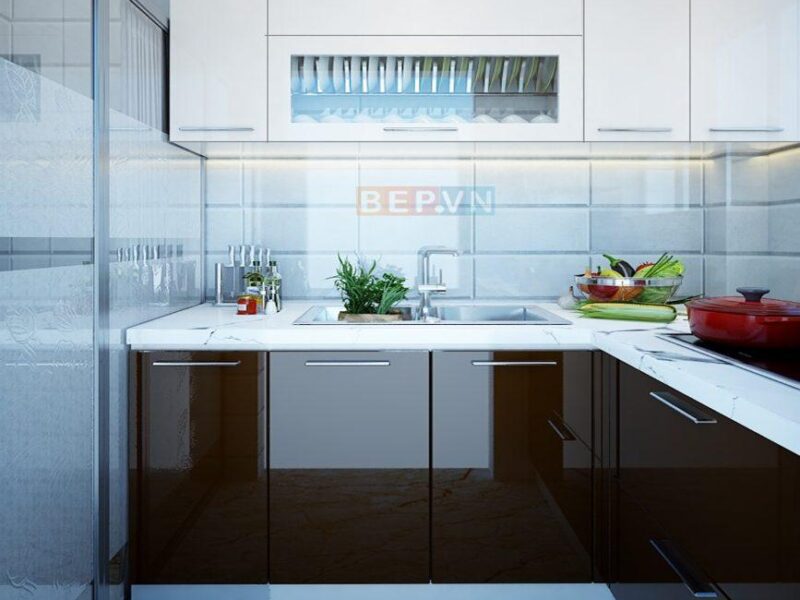 Tủ bếp Acrylic chữ L gia đình cô Dung
