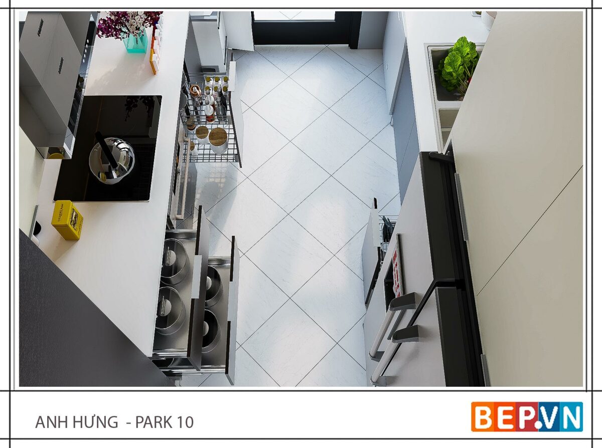 Tủ bếp Acrylic song song gia đình anh Hưng - Park Hill - Hình ảnh 2
