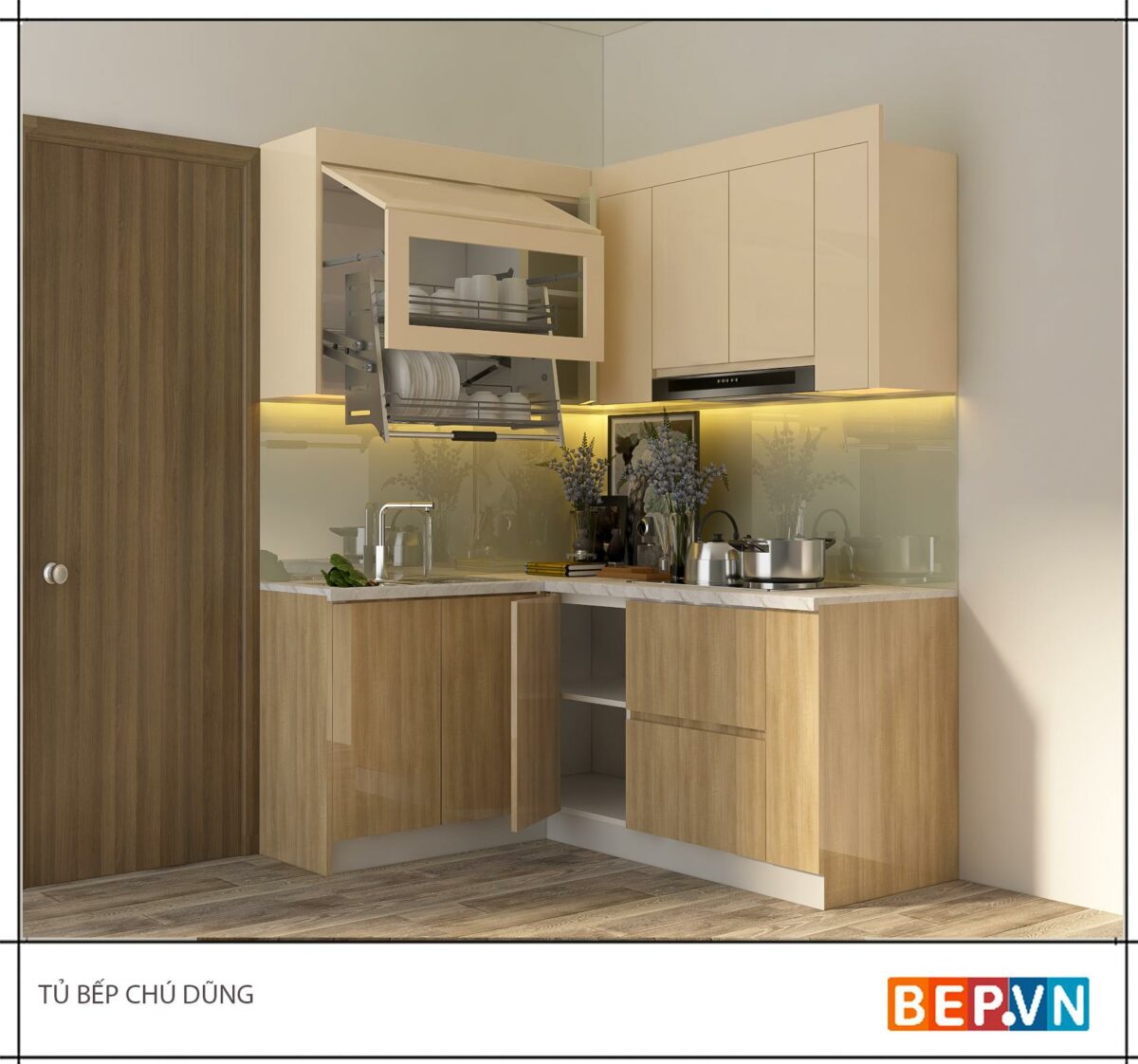 Tủ bếp chữ L chú Dũng