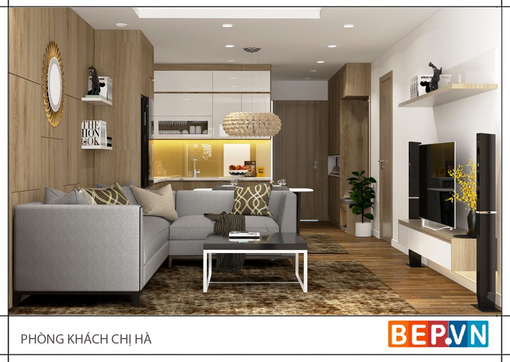 Thiết kế tủ bếp chữ L gia đình chị Hạnh sử dụng phù hợp với tổng thể không gian ngôi nhà. Thiết kế tủ bếp chữ L gia đình chị Hạnh sử dụng phù hợp với tổng thể không gian ngôi nhà.