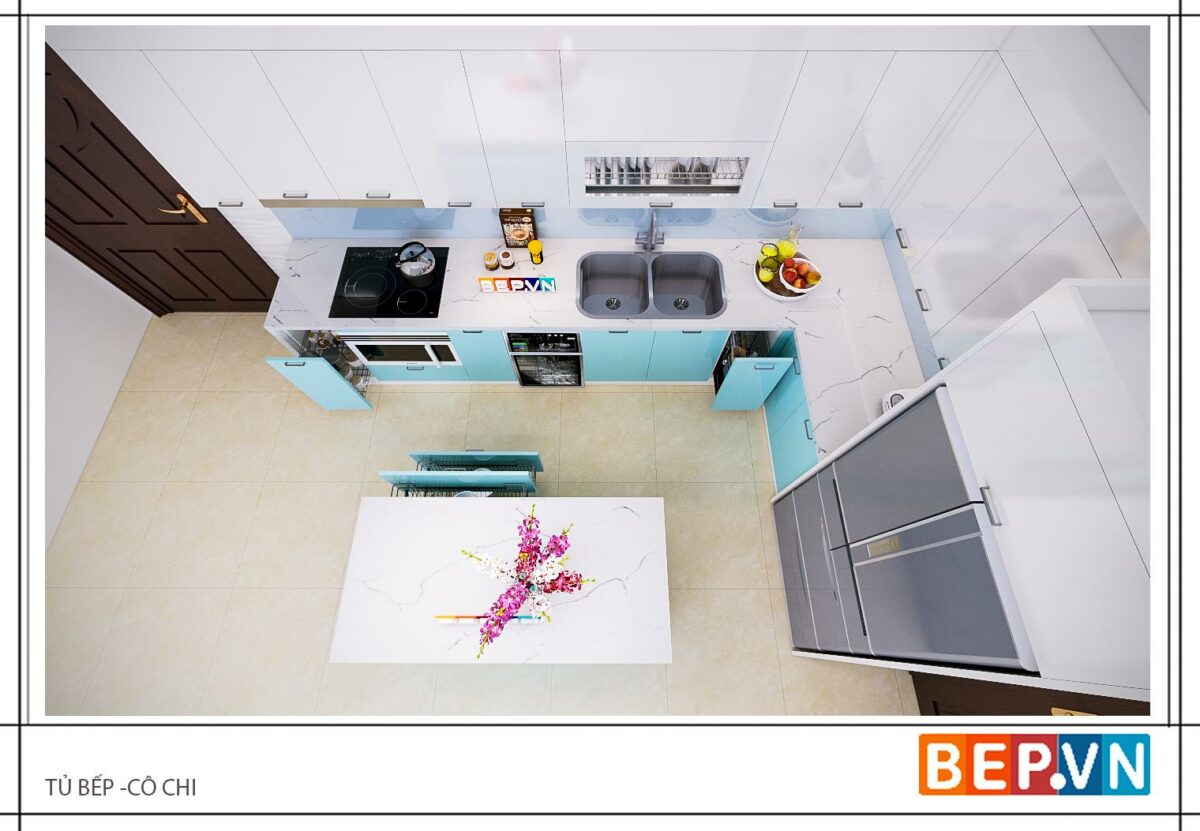 Tủ bếp đảo gia đình cô Chi. - Hình ảnh 2