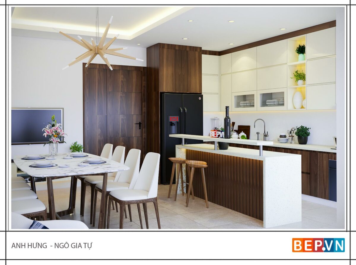 Tủ bếp có bàn đảo gia đình Anh Hưng