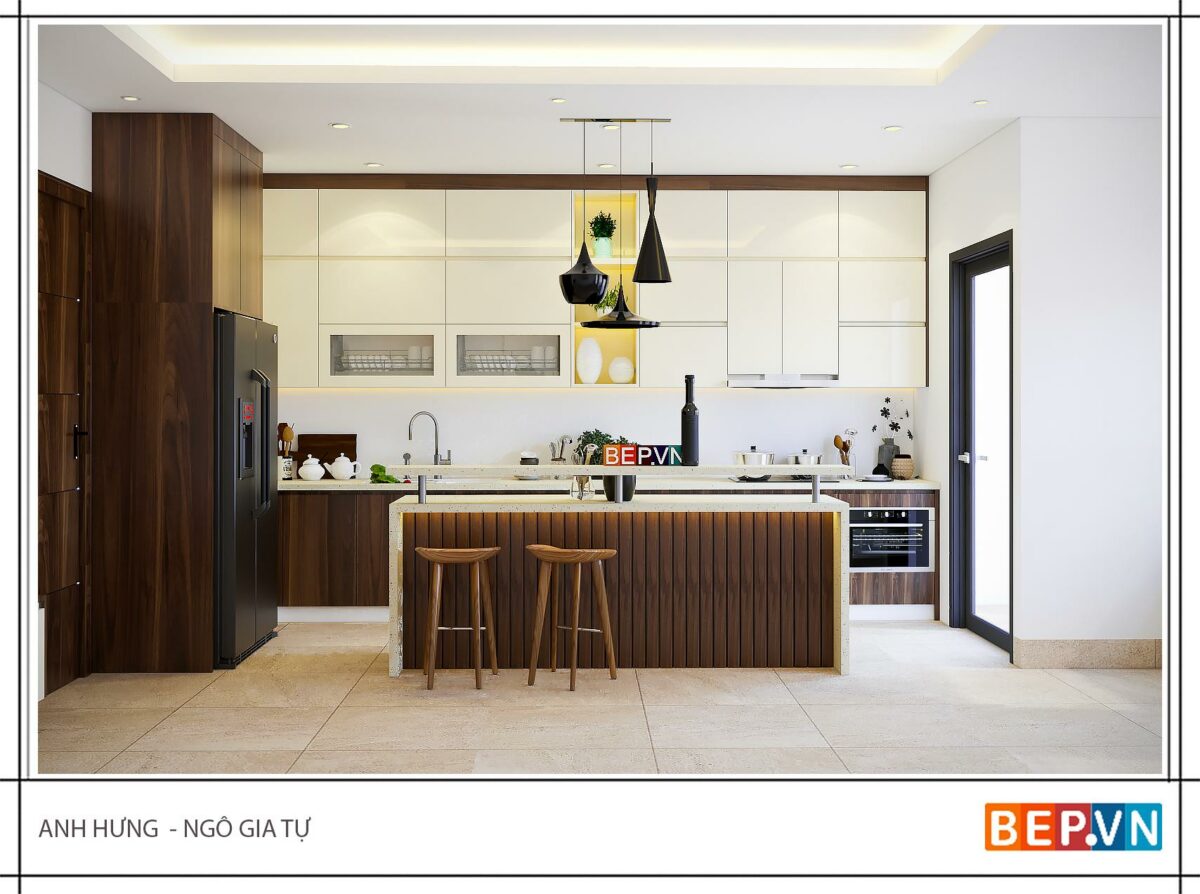 Tủ bếp có bàn đảo gia đình Anh Hưng - Hình ảnh 3