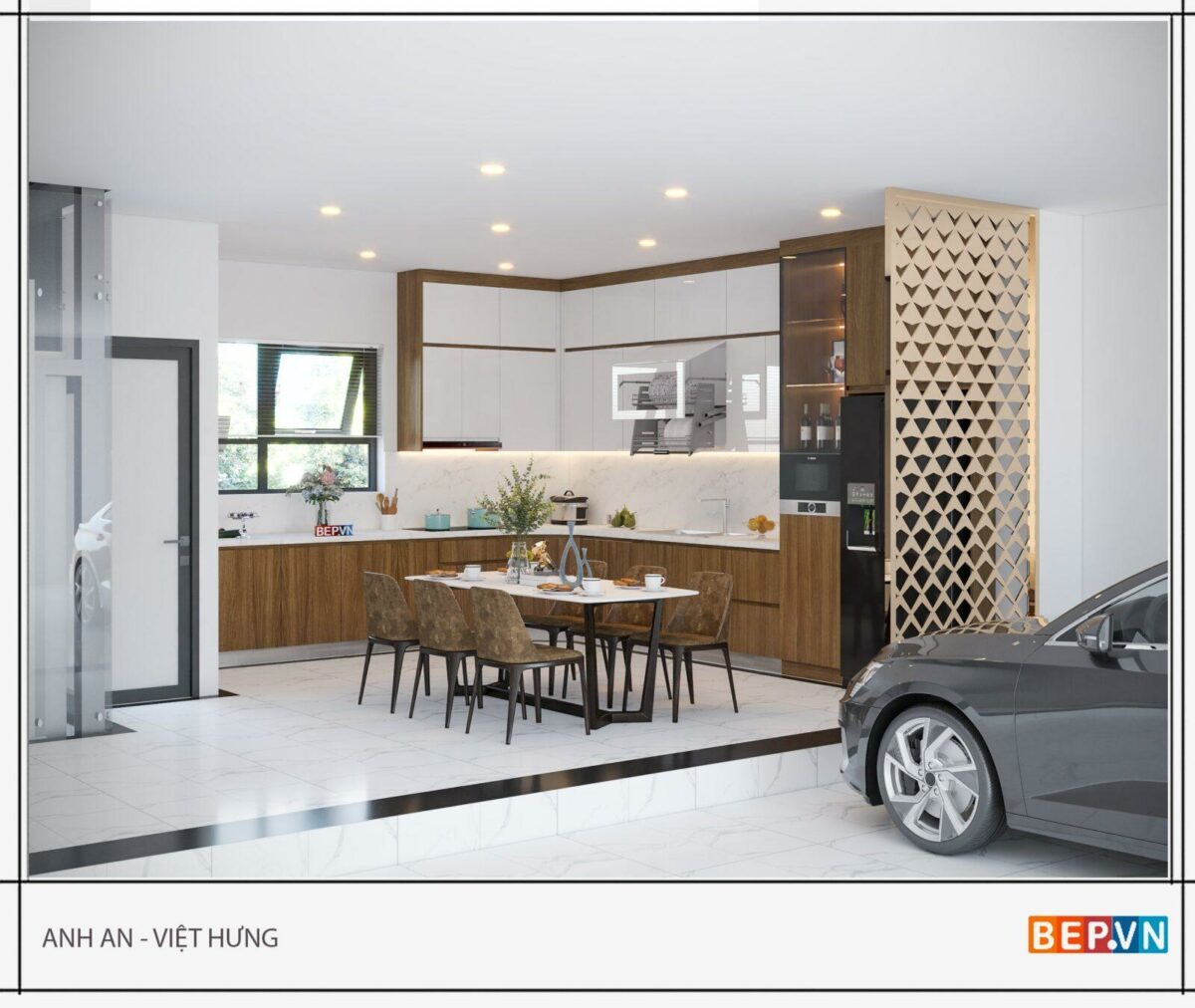 Tủ bếp chữ L hiện đại, tiện nghi cho nhà phố - Tủ bếp gia đình anh An - Hình ảnh 2