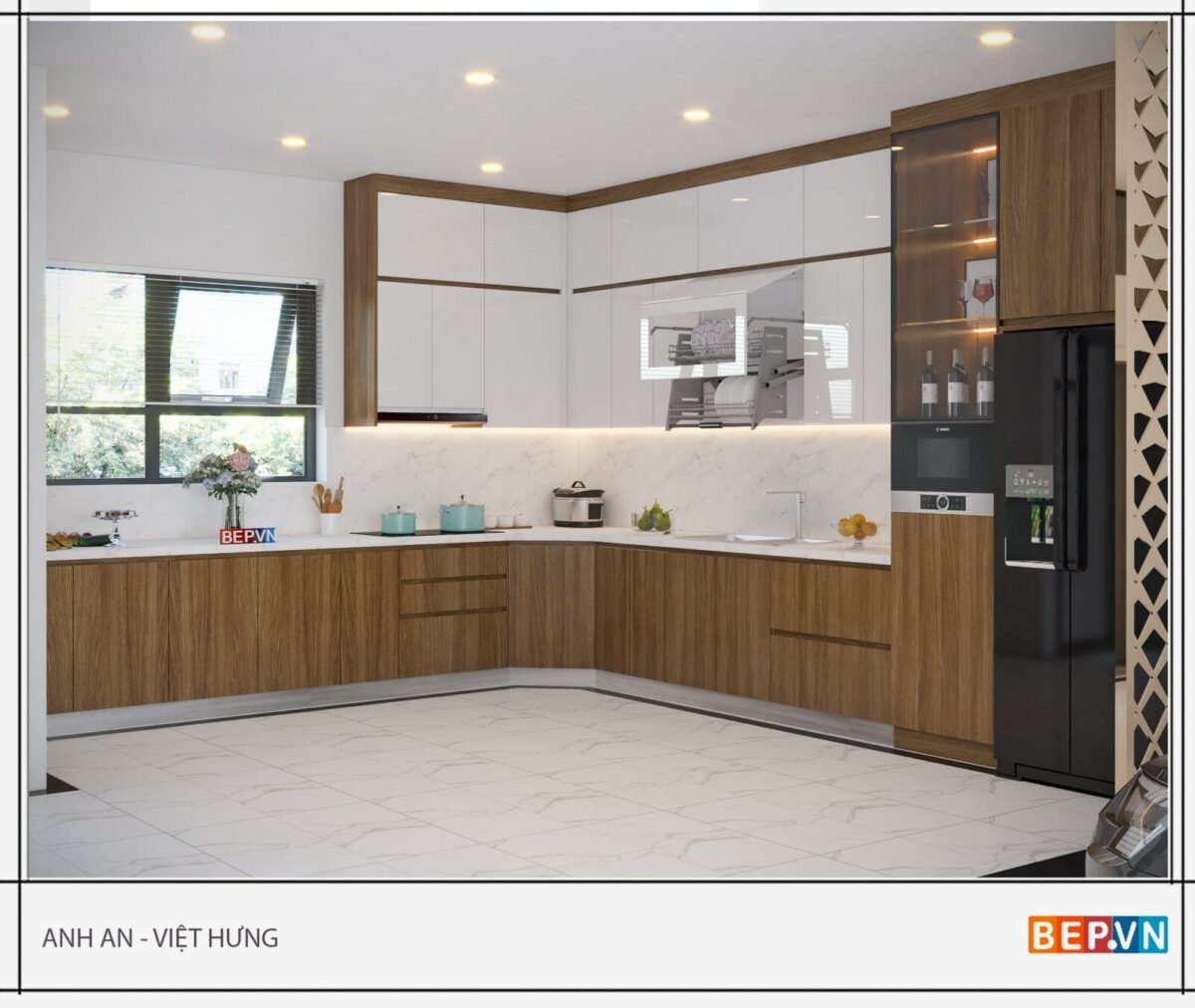 Tủ bếp chữ L hiện đại, tiện nghi cho nhà phố - Tủ bếp gia đình anh An - Hình ảnh 3