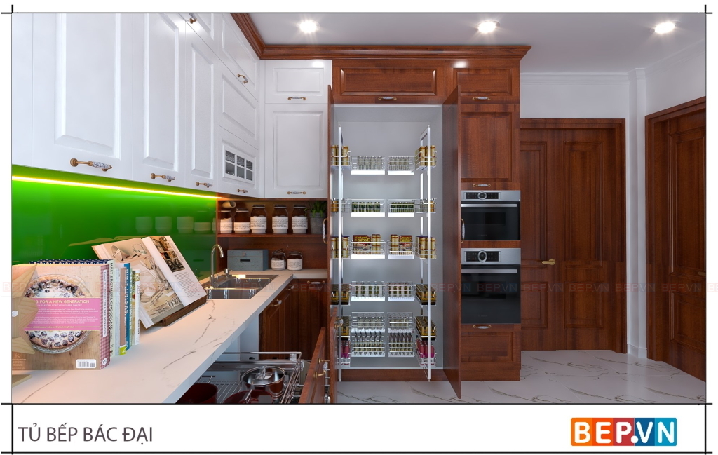 Thiết kế tủ kho 2 cánh tăng không gian lưu trữ cho gian bếp 
