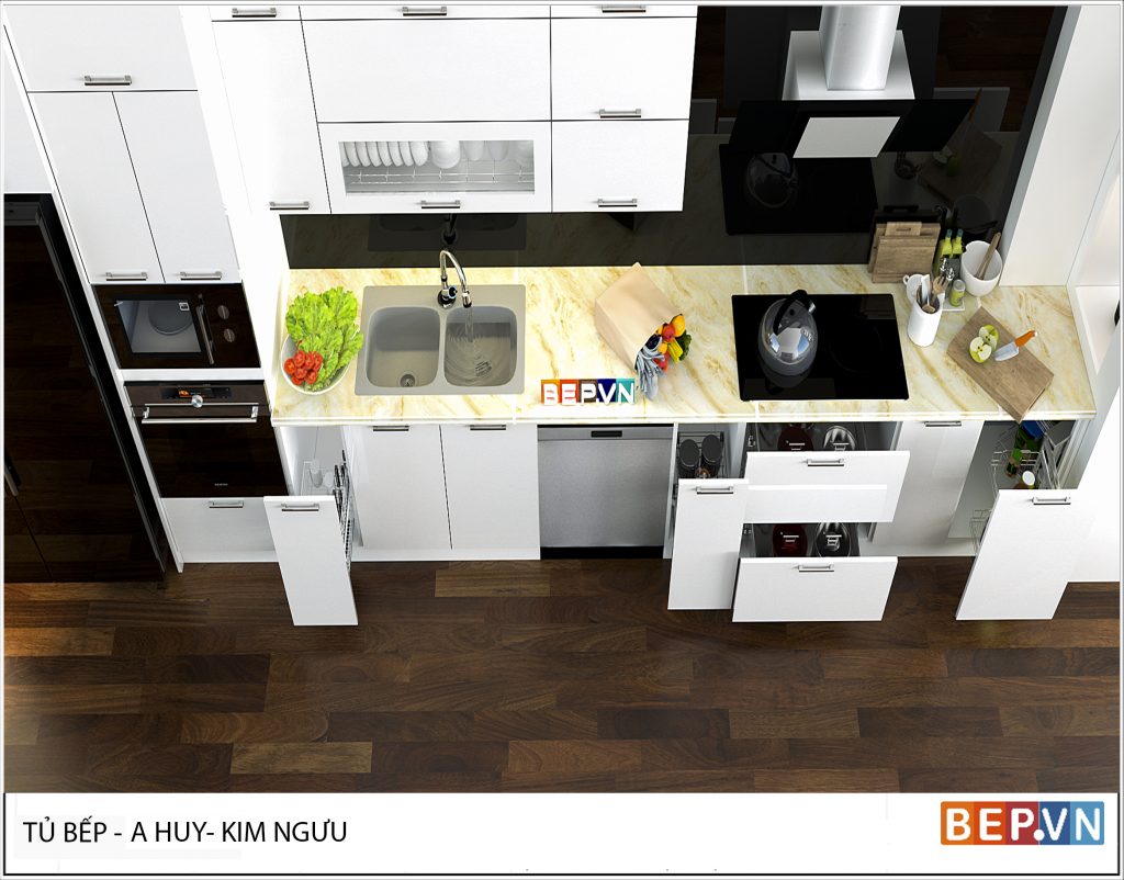 Tủ bếp đẹp hiện đại nên sử dụng bồn rửa bát thế nào cho đẹp